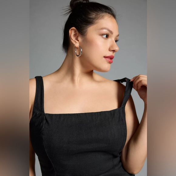 Anthropologie The Ariana Square-Neck Asymmetrical Ruffle-Hem Dress - Picture 7 of 15